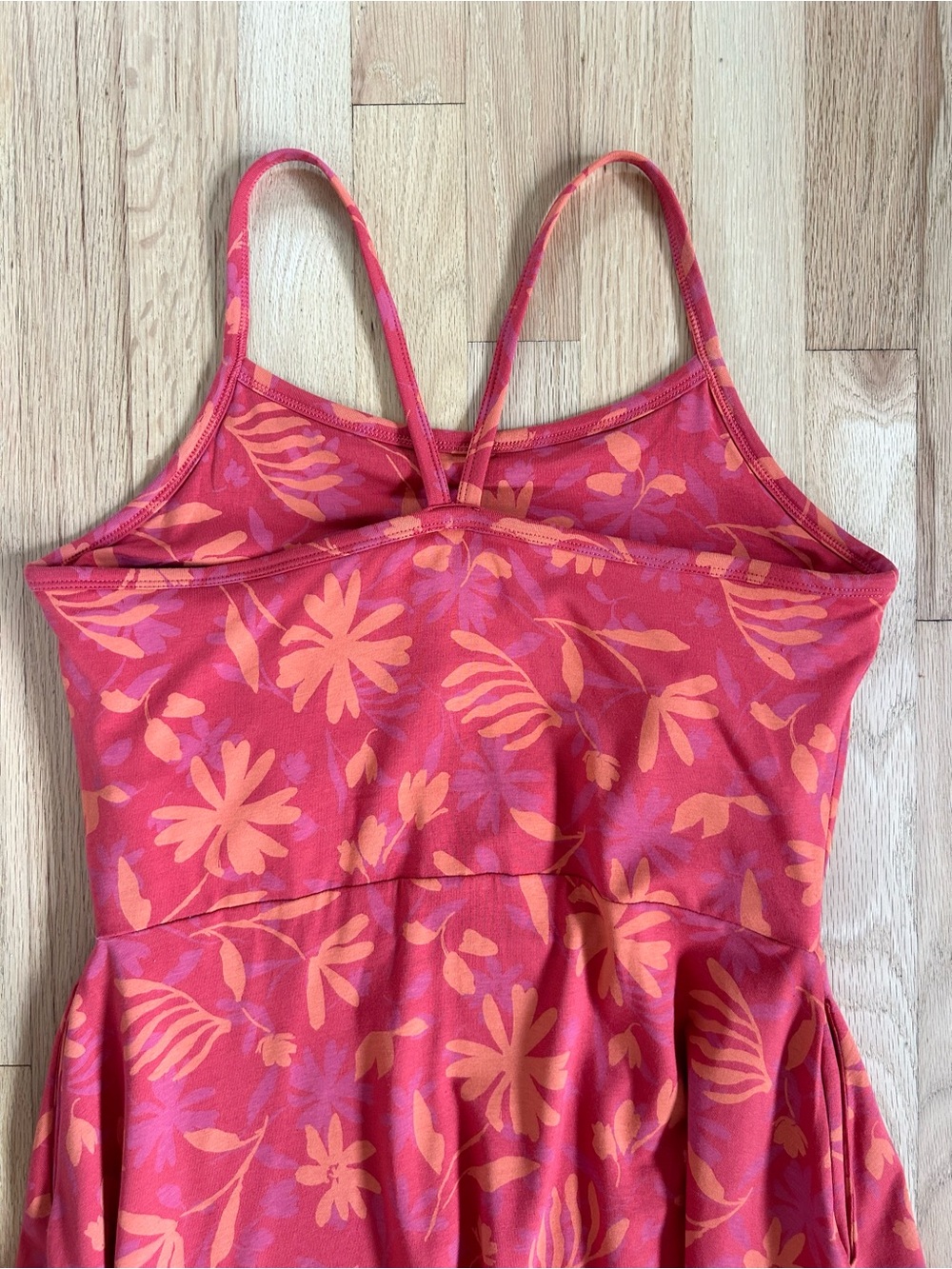 PACT fit and flare y-back midi dress red floral organic cotton size L - Picture 9 of 10